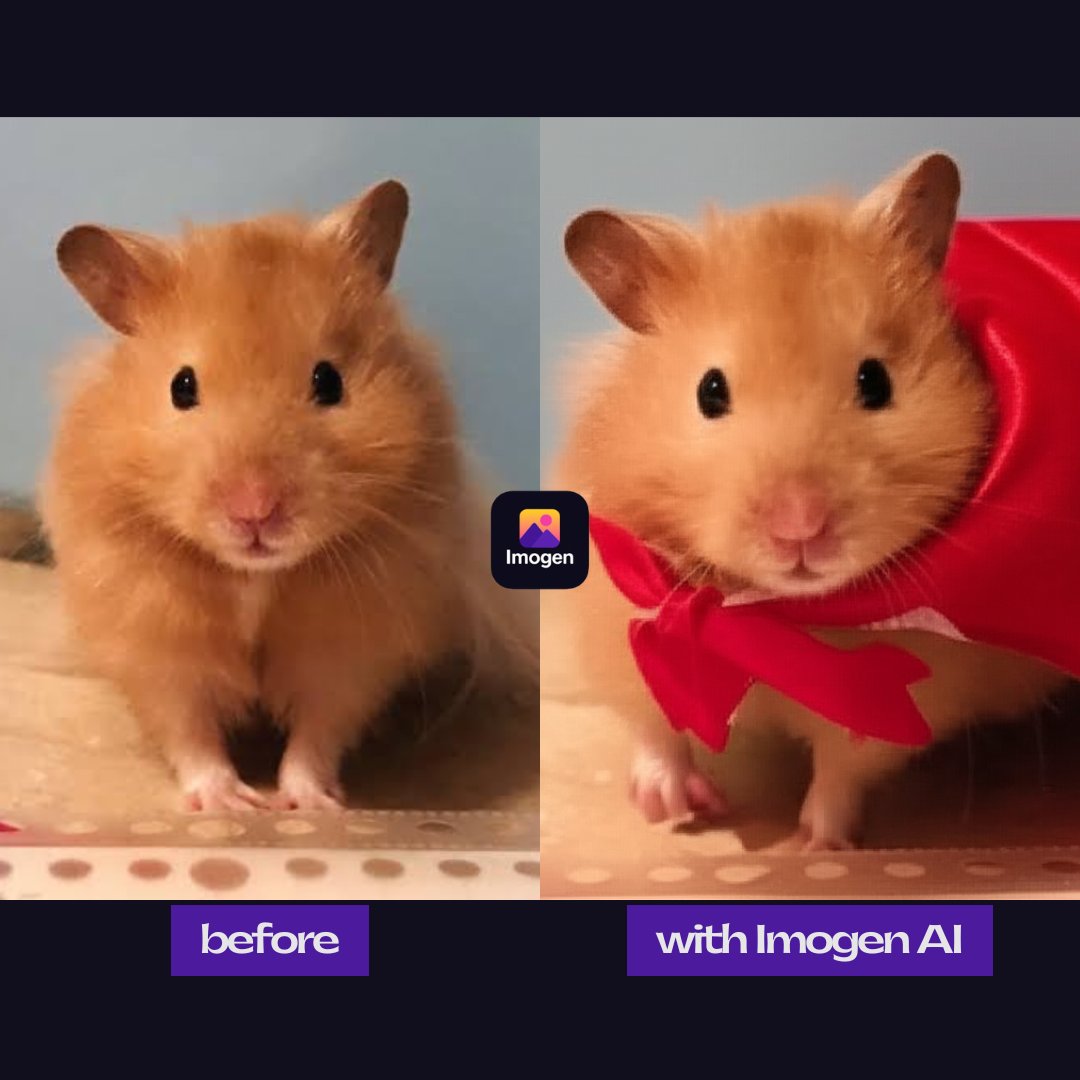 🚨Photoshop who? 
I turned my hamster into a superhero using 100% AI Image editing tool.

One click solution! Imogen is here for your 3am ideas!

Find the tutorial and app link in bio.