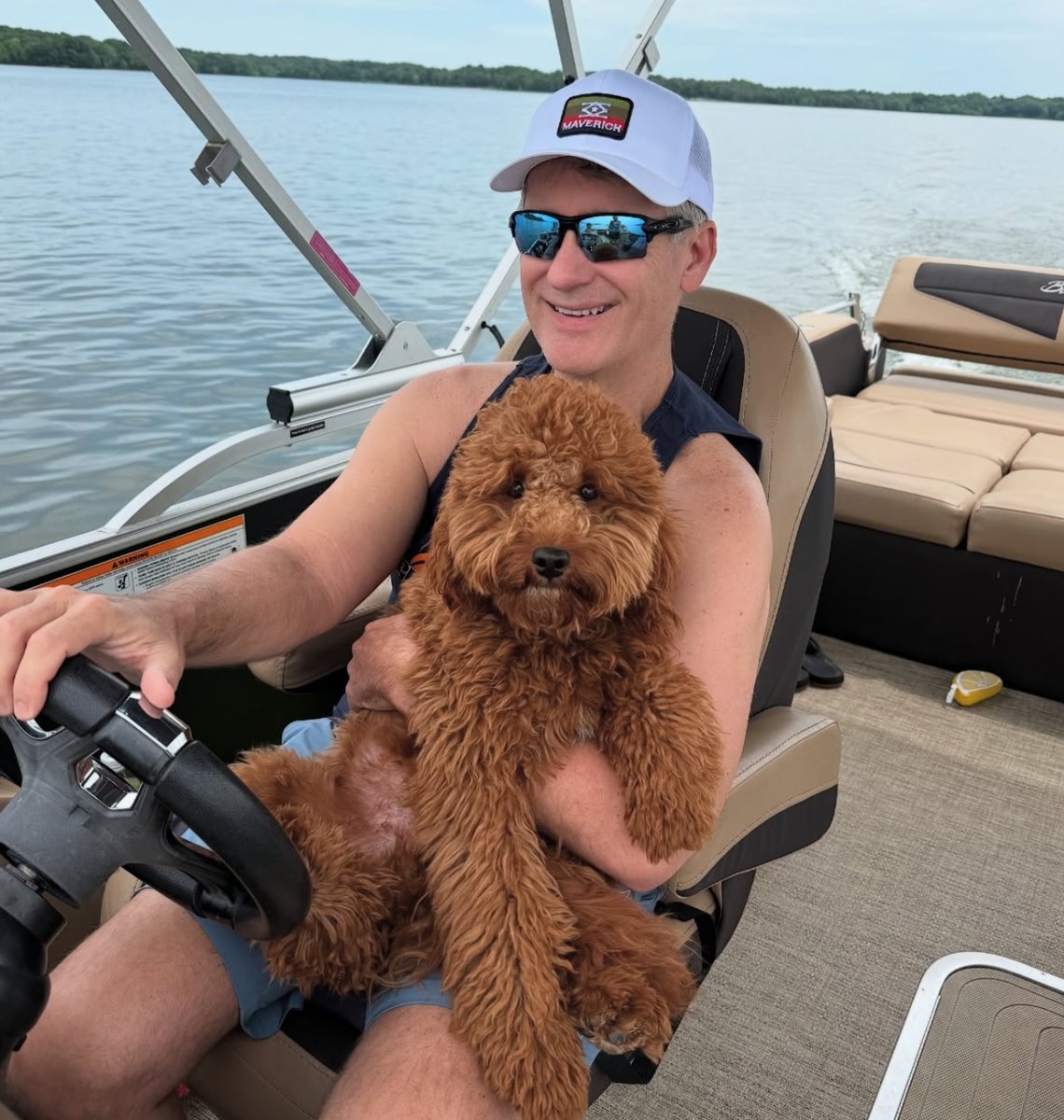 theashleycooke's tweet image. safe to say chance loves the boat. gonna be a good summer 🤎
