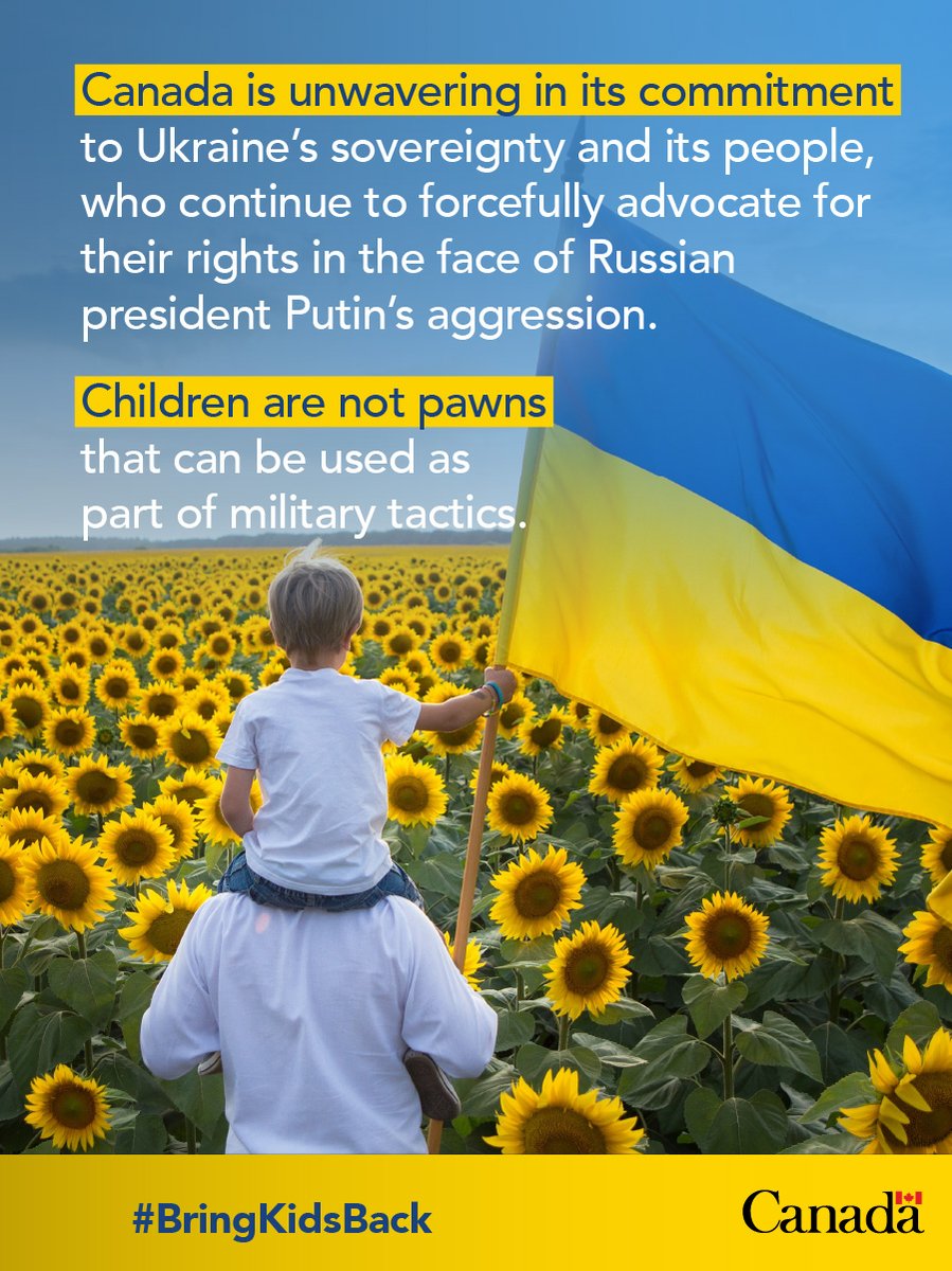 Through the International Coalition for the Return of Ukrainian Children, Canada and its international partners are working to bring thousands of Ukrainian children back to their homes and loved ones.   

Learn more: international.gc.ca/world-monde/is…   

#BringKidsBack