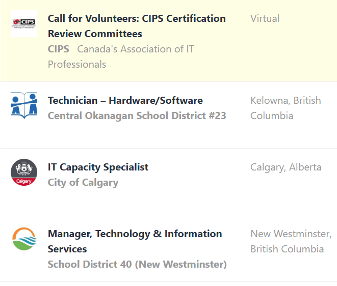 Featured IT Jobs from the CIPS Job Board:  
cips.ca/jobs/ 

#ICT #Jobs #Technology #Careers