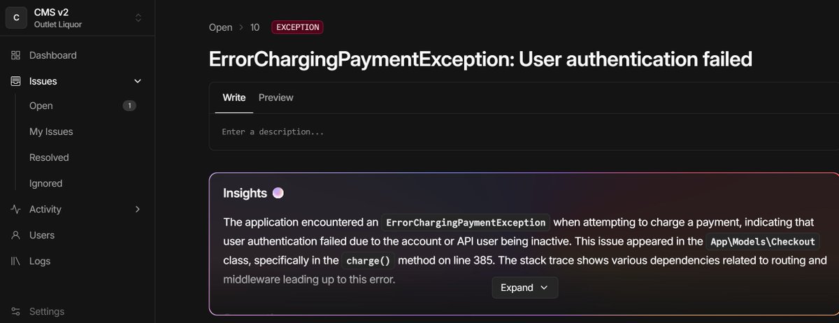 sampizzo's tweet image. WOW! Just got this alert from Night Watch. This tells me the merchant processor failed for one of our customers! I ran a test and indeed, the checkout isn't working. Now I can reach out to the customer and help them fix their processing. This is a true example to the power of…