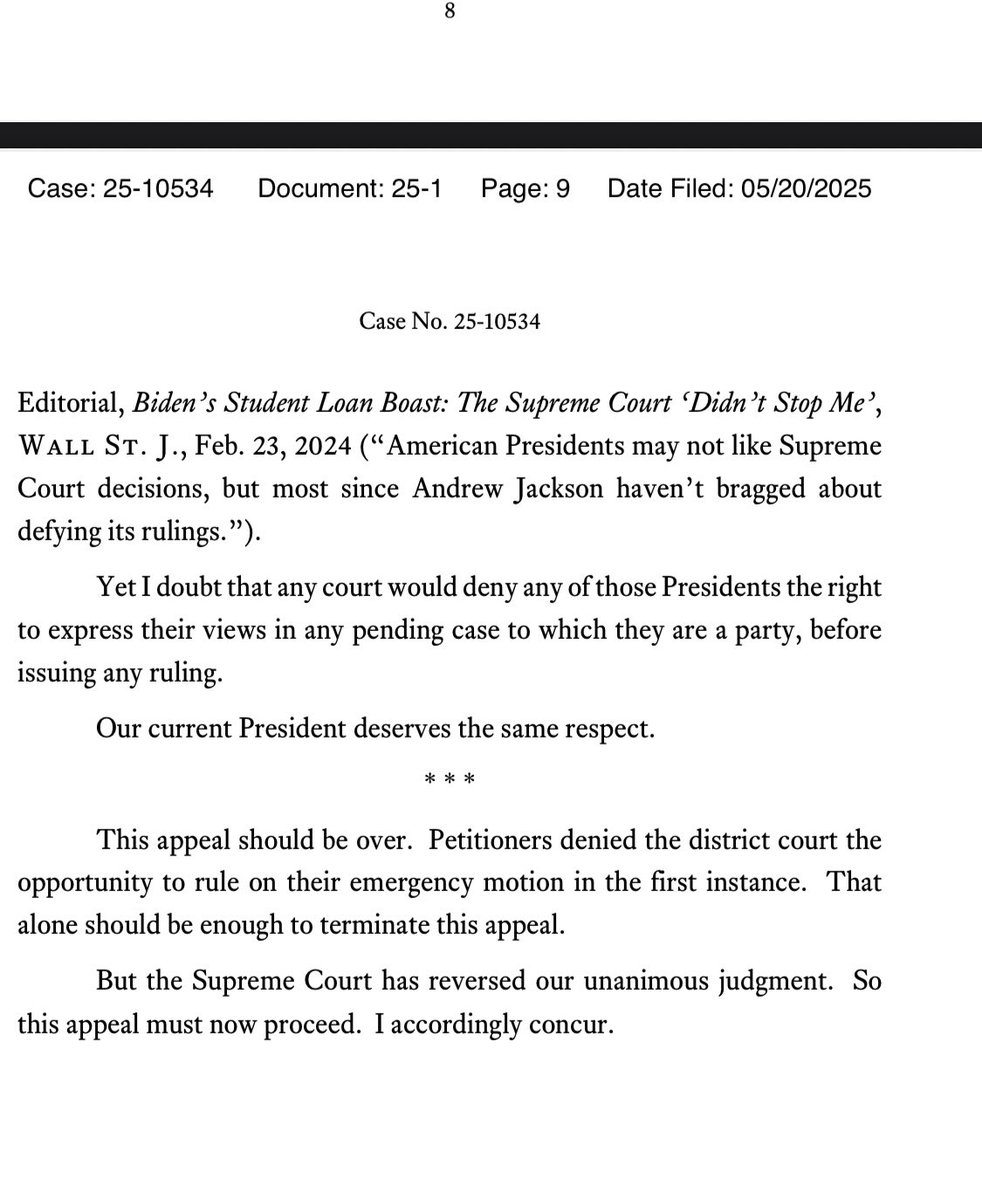 DefiyantlyFree's tweet image. A federal appeals court judge appointed by President Trump rebuked the Supreme Court for blocking the administration from swiftly deporting a group of Venezuelans under the Alien Enemies Act.
But that’s not all, he went on to say that the level of disrespect that has been shown…