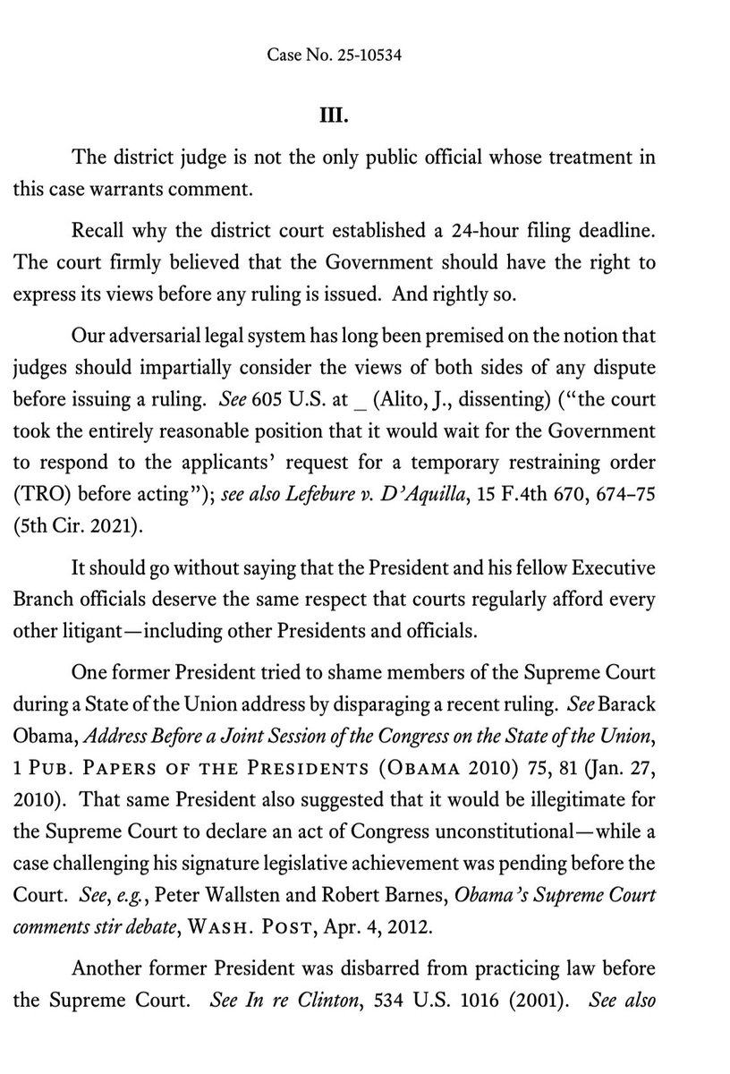 DefiyantlyFree's tweet image. A federal appeals court judge appointed by President Trump rebuked the Supreme Court for blocking the administration from swiftly deporting a group of Venezuelans under the Alien Enemies Act.
But that’s not all, he went on to say that the level of disrespect that has been shown…