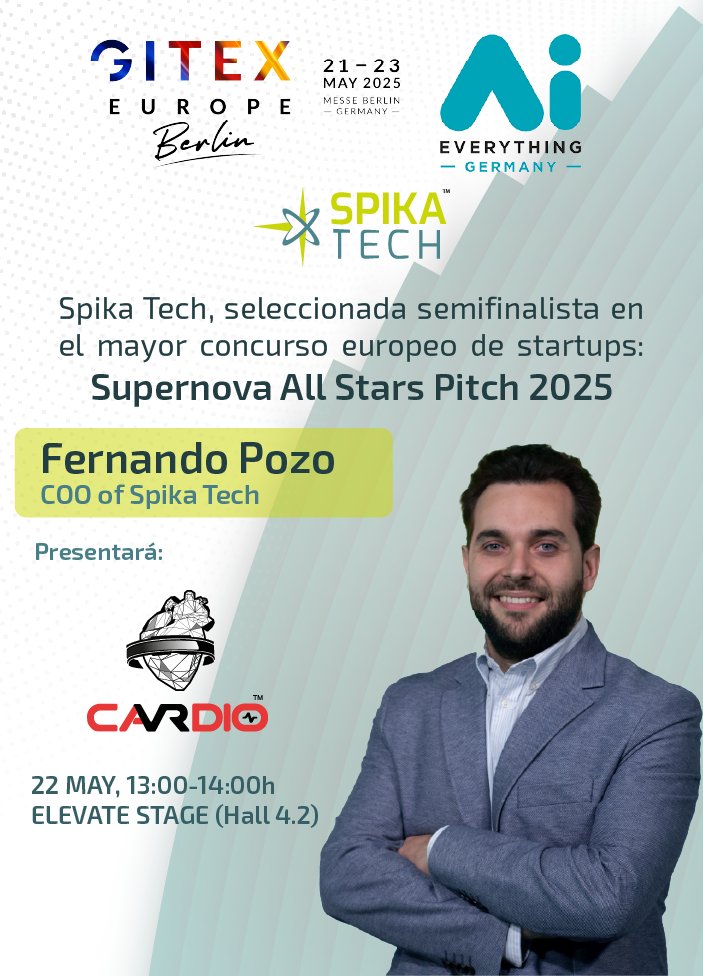 🚨 ¡Desde #GITEXEurope en Berlín!
Mañana, 22 de mayo a las 13:00 CEST, presentaremos VR-CARDIO en las semifinales del Supernova All Stars Pitch en el Elevate Stage – Hall 4.2 🩺❤️✨
¡Ven a descubrir cómo estamos revolucionando la tecnología para la salud con IA y #RealidadVirtual