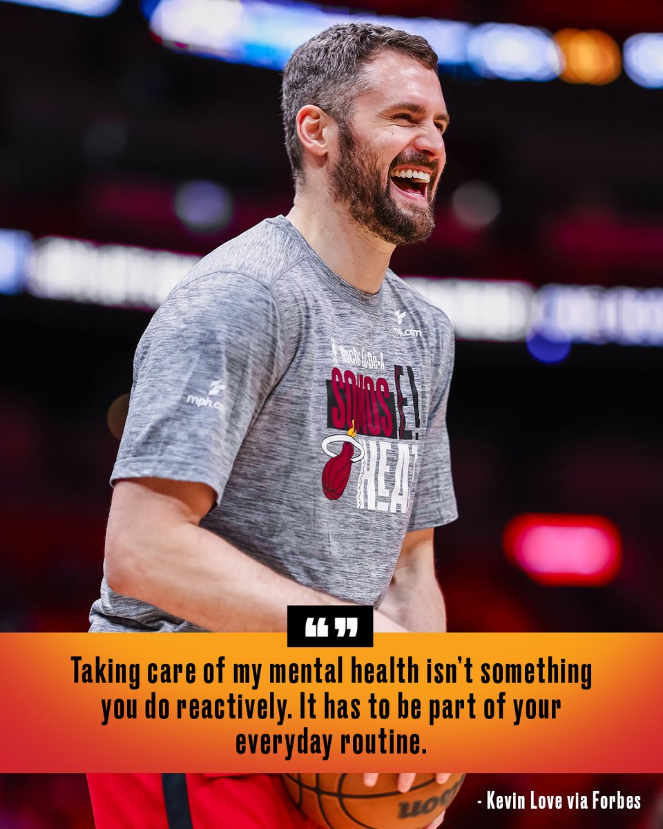 MiamiHEAT's tweet photo. Kevin has been a prominent voice in the league on mental health, and he spoke with @Forbes on how his journey has progressed over the years and into fatherhood. #MentalHealthAwarenessMonth https://t.co/lyRKQ2SoKd