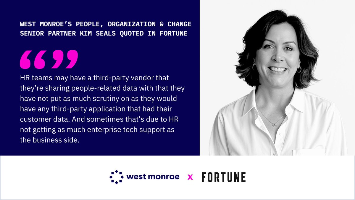 Too many HR teams share all employee data with vendors—without asking what’s really needed.

Kim Seals tells <a href="/britnmorse/">Brit Morse</a> and <a href="/FortuneMagazine/">FORTUNE</a> that it’s time to apply the same scrutiny to employee info as customer data.

Full article 🔗westmonroe.digital/4mhtaZM
