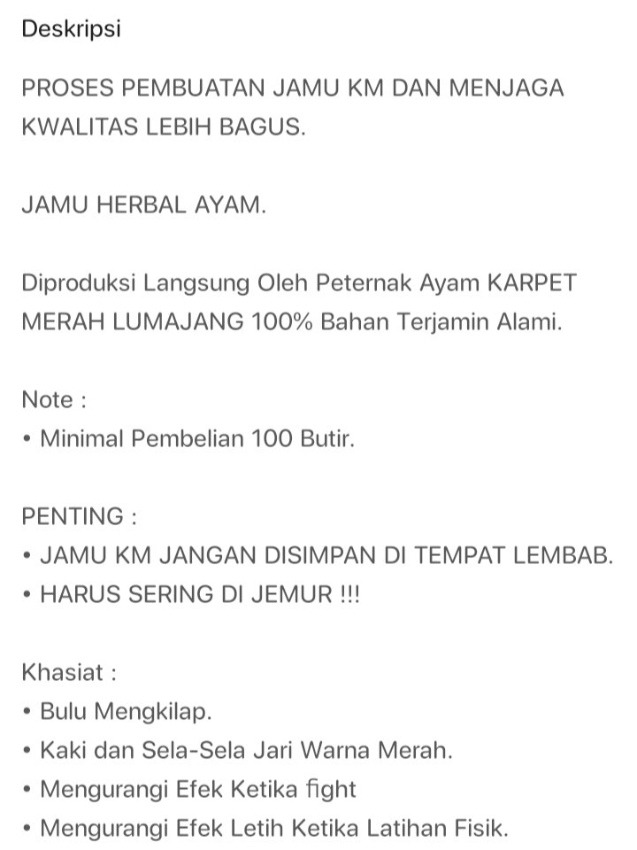 M4125H4's tweet image. JAMU HERBAL AYAM
JAMU KM KARPET MERAH LUMAJANG JATIM 

s.shopee.co.id/AKNxk8KbCd