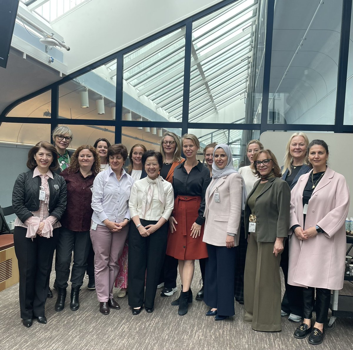 AlshahwanEnass's tweet photo. As the chair of the Network Work of Women Ambassadors in Stockholm, I had the pleasure of organising a visit to the Swedish Television @svt. Thank you Anne Lagercrantz, CEO and Anna Careborg, the news director for the interesting presentations. https://t.co/QrvsRGy4gi