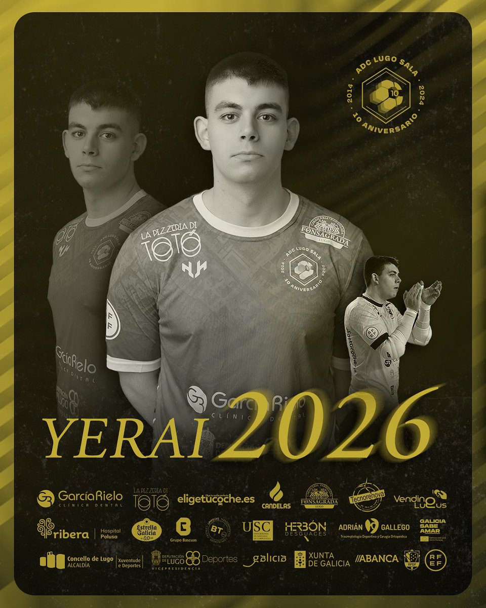 El portero Yerai Espiñeira es el segundo jugador confirmado para el <a href="/ADCLugoSala/">Lugo Sala 🤍🖤💛</a> 2025-2026 después del pívot Willy May.

Formado en el club desde la fundación de la base del Lugo Sala en 2014.

Yerai Espiñeira tiene 20 años.

Internacional sub 21, sub 19 y sub 17.