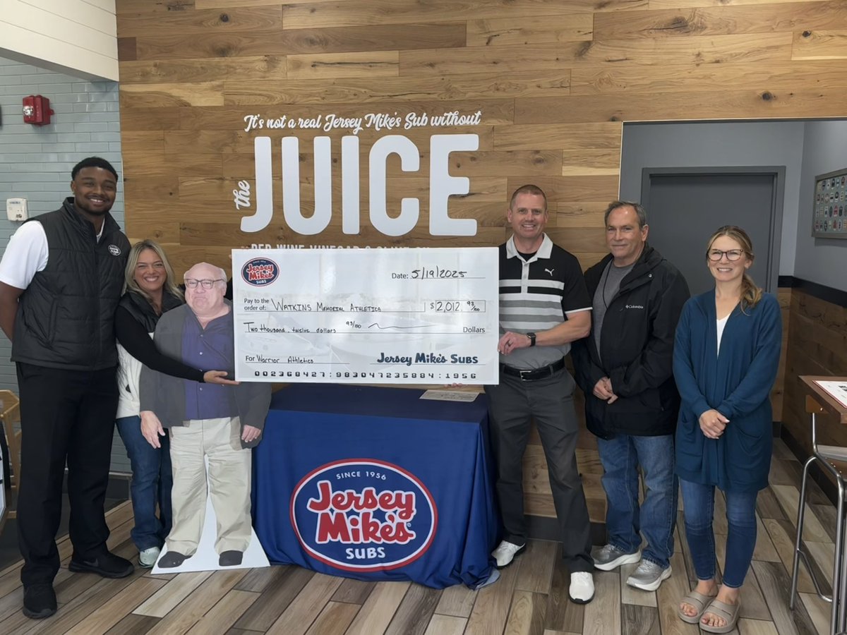 Big thanks to <a href="/jerseymikes/">Jersey Mike's Subs</a> and WMHS <a href="/BoysWatkins/">Watkins Memorial Boys’ Basketball</a> alum <a href="/marcus_peaks/">Marcus Peaks 💜</a> (and <a href="/DannyDeVito/">Danny DeVito</a> 😂) for their continued support of our student-athletes‼️👊
🖤💛🖤💛