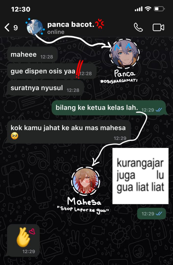 pompomfess's tweet photo. pomfic! cw // lokal au , highschool au , harshwords , ooc , bxb , mydei x phainon , myphai

tentang phainon (panca) dan segala cara nya agar mydei (mahesa) notice kalau dia suka sama nya. ada yang mau ditag? drop @ ! https://t.co/9fvUc00pLE