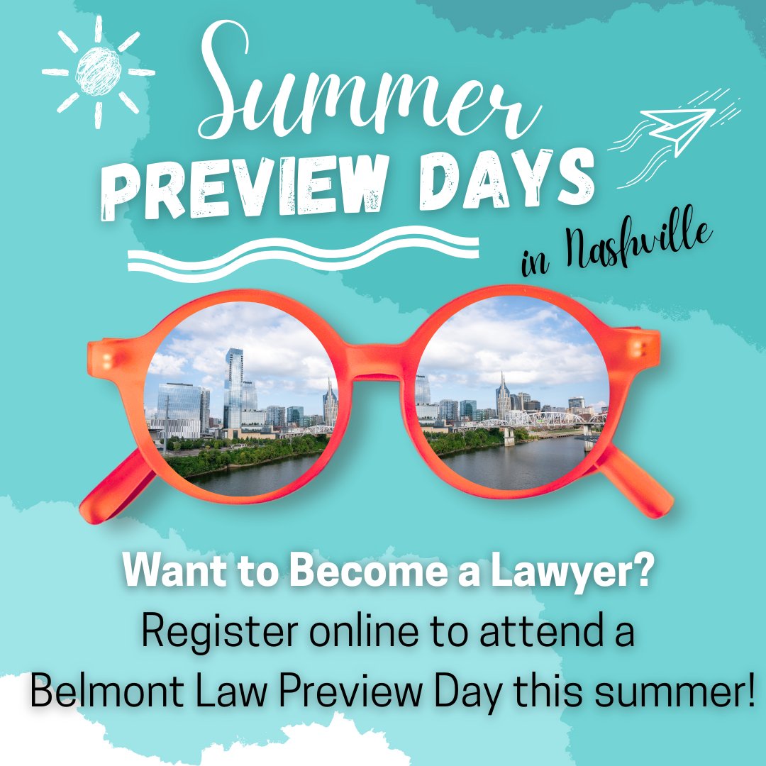 Visit us in #Nashville this summer to learn more about how you can become an attorney! ⚖️#BelmontLaw students are highly successful with a 97% employment outcome and high bar pass rates. Register on our website to learn why: loom.ly/HP5PUf8