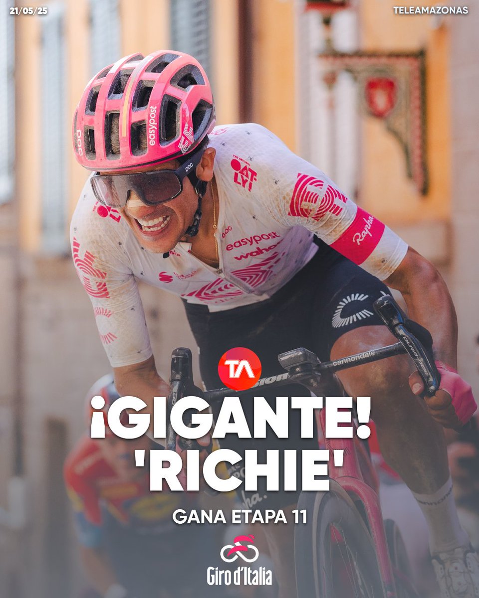#GIROI ¡Gigante, Richie! Richard Carapaz gana la etapa 11 del Giro de Italia. El campeón nunca se rinde ow.ly/FVzj50VWrCB