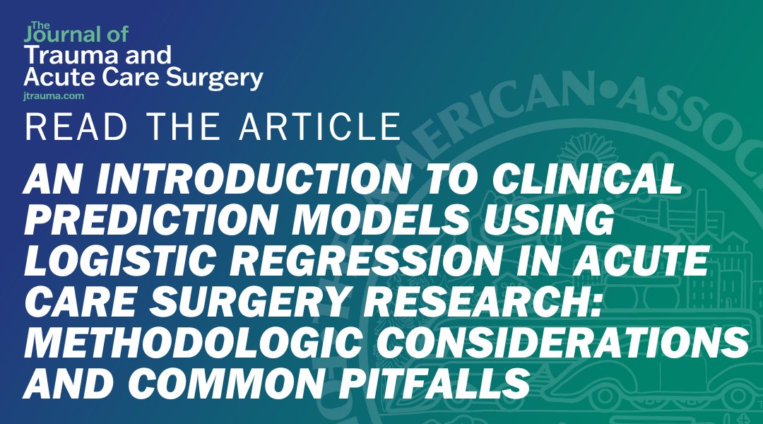 Risk prediction models are widely studied in the surgical literature and commonly developed using logistic regression. This provides an overview of the various methodologic issues to consider when developing or validating a risk prediction model and more.

journals.lww.com/jtrauma/abstra…