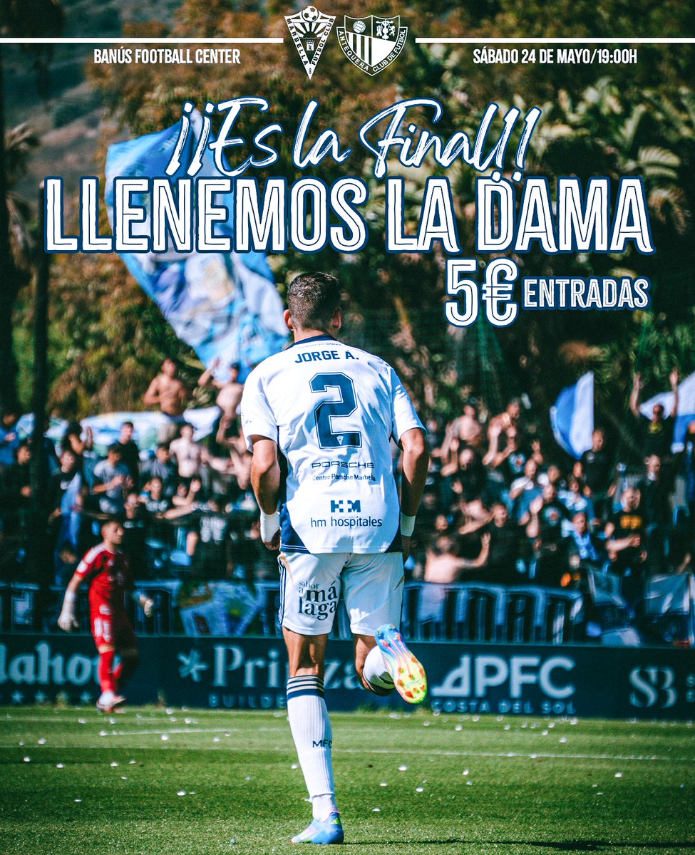 ☄️ ¡¡¡ 𝔼𝕊 𝕃𝔸 𝔽𝕀ℕ𝔸𝕃 !!!

🎫 Puntos de venta:

📍 Sede oficial Marbella FC (calle Magallanes s/n, Marbella): lunes a viernes de 10h a 14 y 16h a 19h.

🏟 Campo Luis Teruel (c/ Príncipe de Vergara  s/n): sábado de 10 a 14 horas. 

📍 Taquilla Banús Football Center (día de