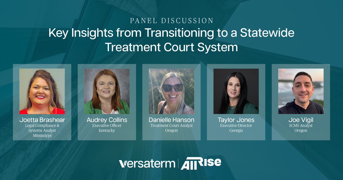 VersatermInc's tweet photo. We're hosting a panel at #RISE25 on how case management solutions support the shift from individual #treatmentcourts to unified statewide systems. Versaterm experts &amp; state-level administrators who led these transitions will share their experiences. See you there! #publicsafety https://t.co/bL6pQIhVLn