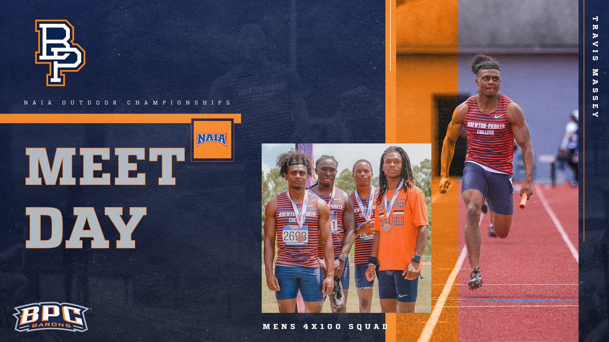 The Barons 4x100 Team will be competing in day 1 of the NAIA Outdoor Championships!

📍: Marion, ID
⏰: 3:30 PM EST
📺: naianetwork.com/watch/329
📊: live.crossroadstiming.com/meets/691629