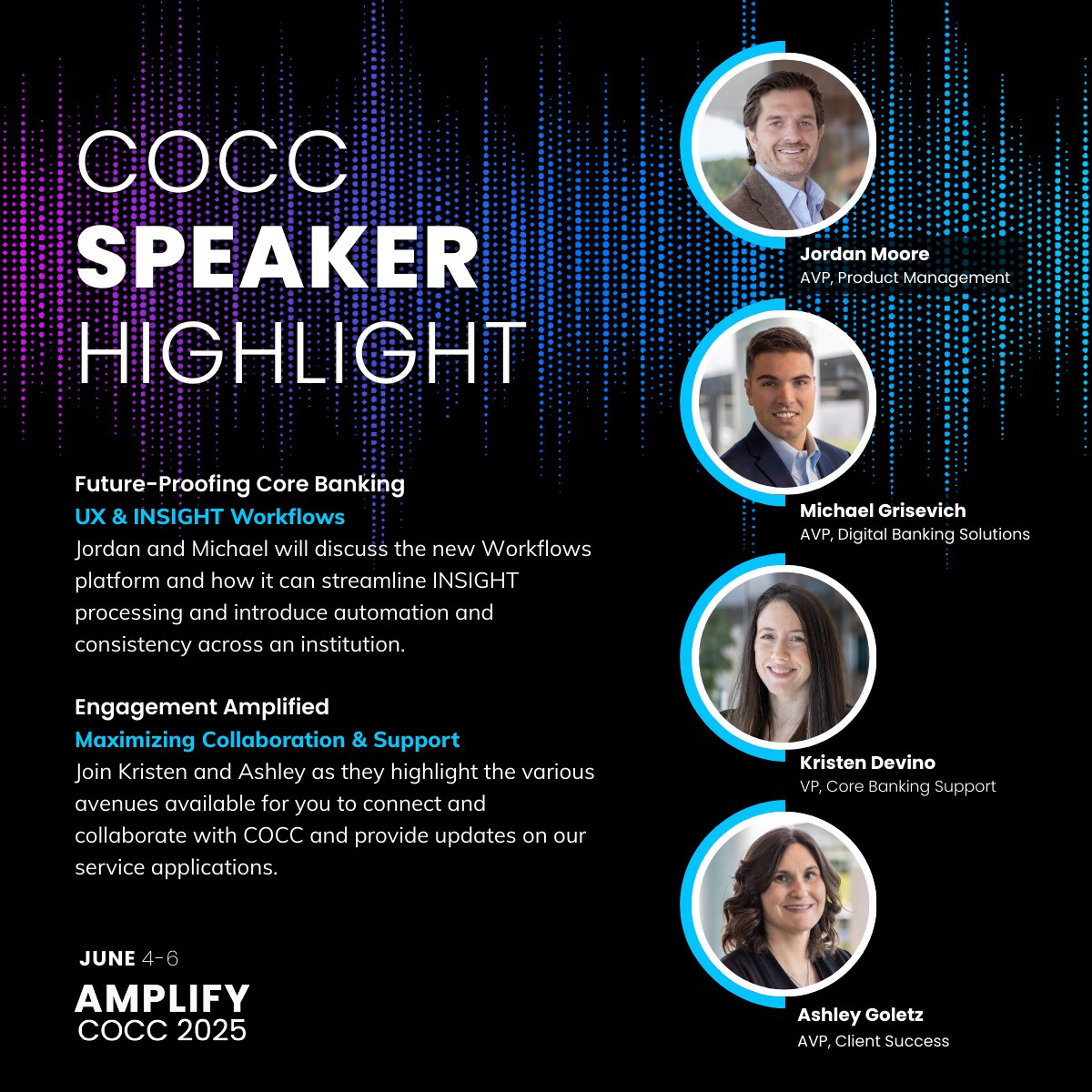 coccinsight's tweet image. 🚀The excitement continues for #COCCAmplify 2025 as we highlight more impactful sessions coming your way!

From optimizing workflows to strengthening partnerships, these sessions are all about future-ready strategies. 📈💡

#BankingInnovation #ClientEngagement #CommunityBanking