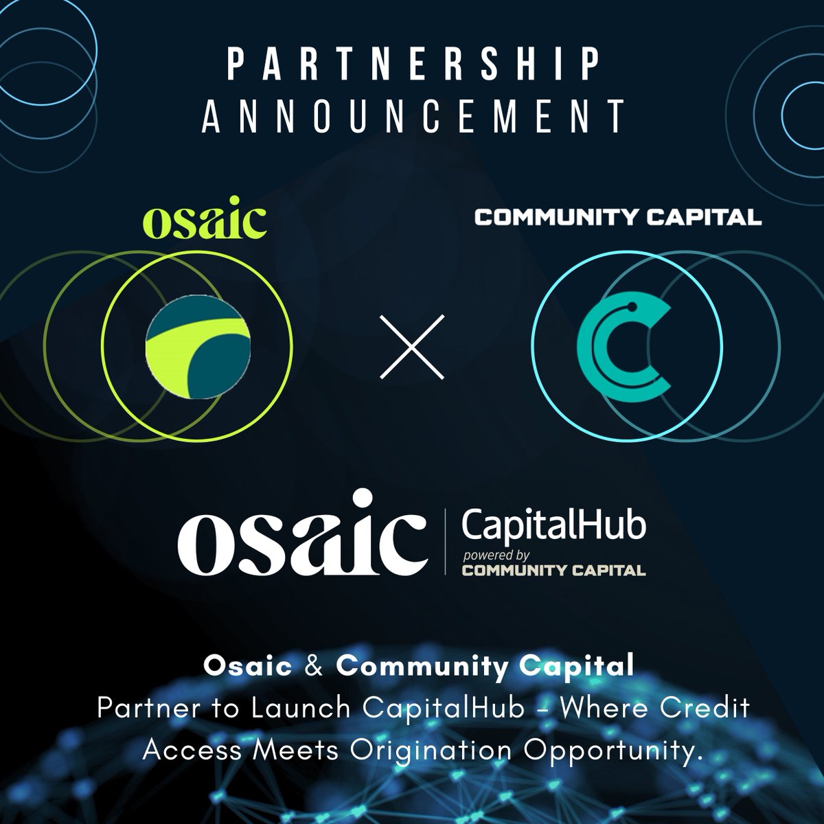 Big news! We’ve partnered with @OsaicHQ to launch CapitalHub, a digital credit solution for advisors - and a new origination channel for our FI network. Kicking off this week at #OsaicNXT in Vegas. Grateful to all who made it happen. bwnews.pr/43DcDYO 
#Fintech #Lending