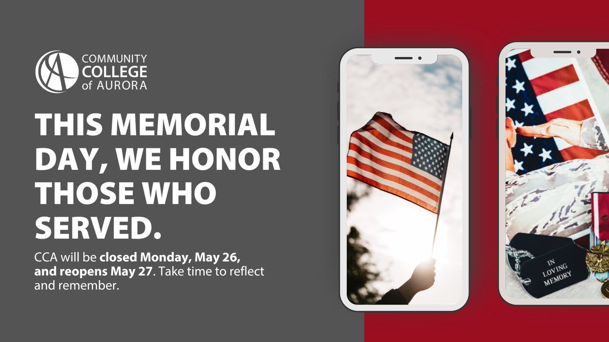 On Memorial Day, we take a moment to honor the courage and sacrifice of those who served our country.

Please note that CCA will be closed on Monday, May 26, in observance, to reopen on the 27.

We hope you take this day to reflect, remember, and spend time with loved ones.