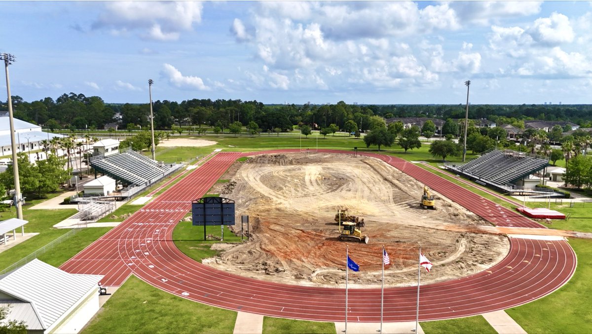 Grass removed for new turf installation‼️ Total stadium remodel underway!  (Lights, Turf and Paint) 🐬🏈🏖️