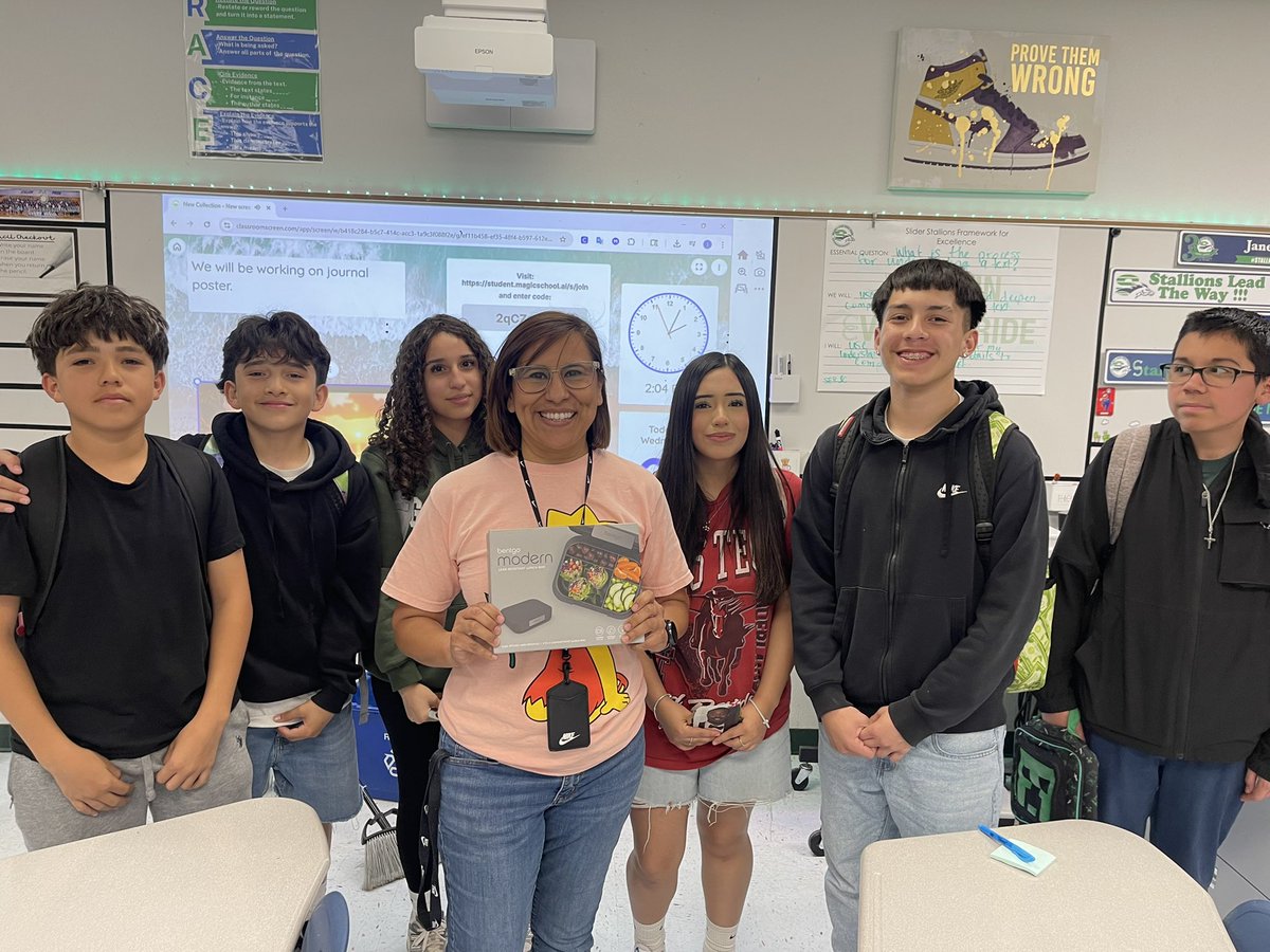 William D. Slider Middle School (@slider_middle) on Twitter photo Winner ๐ for day 3 of our teacher give-a-ways for May. Congratulations to Ms. Lopez, we hope you enjoy your bentgo lunch box, keep up the great work & continue bringing the positive vibes to #StallionsLeadTheWay <a href="/DGonzalez_SMS/">Daniela Gonzalez ๐</a> <a href="/LReyes_WDSMS/">Laura Reyes</a> <a href="/IMartinez319/">Isabel Martinez</a> <a href="/Machin_WDMS/">Edita Machin, Campus Secretary at Slider</a> #TeamSISD Winner ๐ for day 3 of our teacher give-a-ways for May. Congratulations to Ms. Lopez, we hope you enjoy your bentgo lunch box, keep up the great work & continue bringing the positive vibes to #StallionsLeadTheWay <a href="/DGonzalez_SMS/">Daniela Gonzalez ๐</a> <a href="/LReyes_WDSMS/">Laura Reyes</a> <a href="/IMartinez319/">Isabel Martinez</a> <a href="/Machin_WDMS/">Edita Machin, Campus Secretary at Slider</a> #TeamSISD