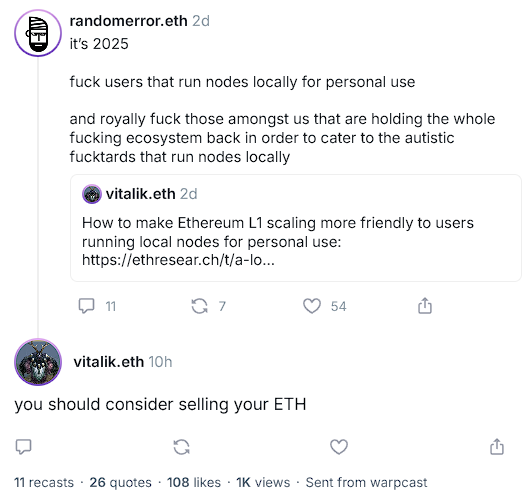 Amazing things happening over on the other app.

<a href="/farcaster_xyz/">Farcaster</a> <a href="/VitalikButerin/">vitalik.eth</a>