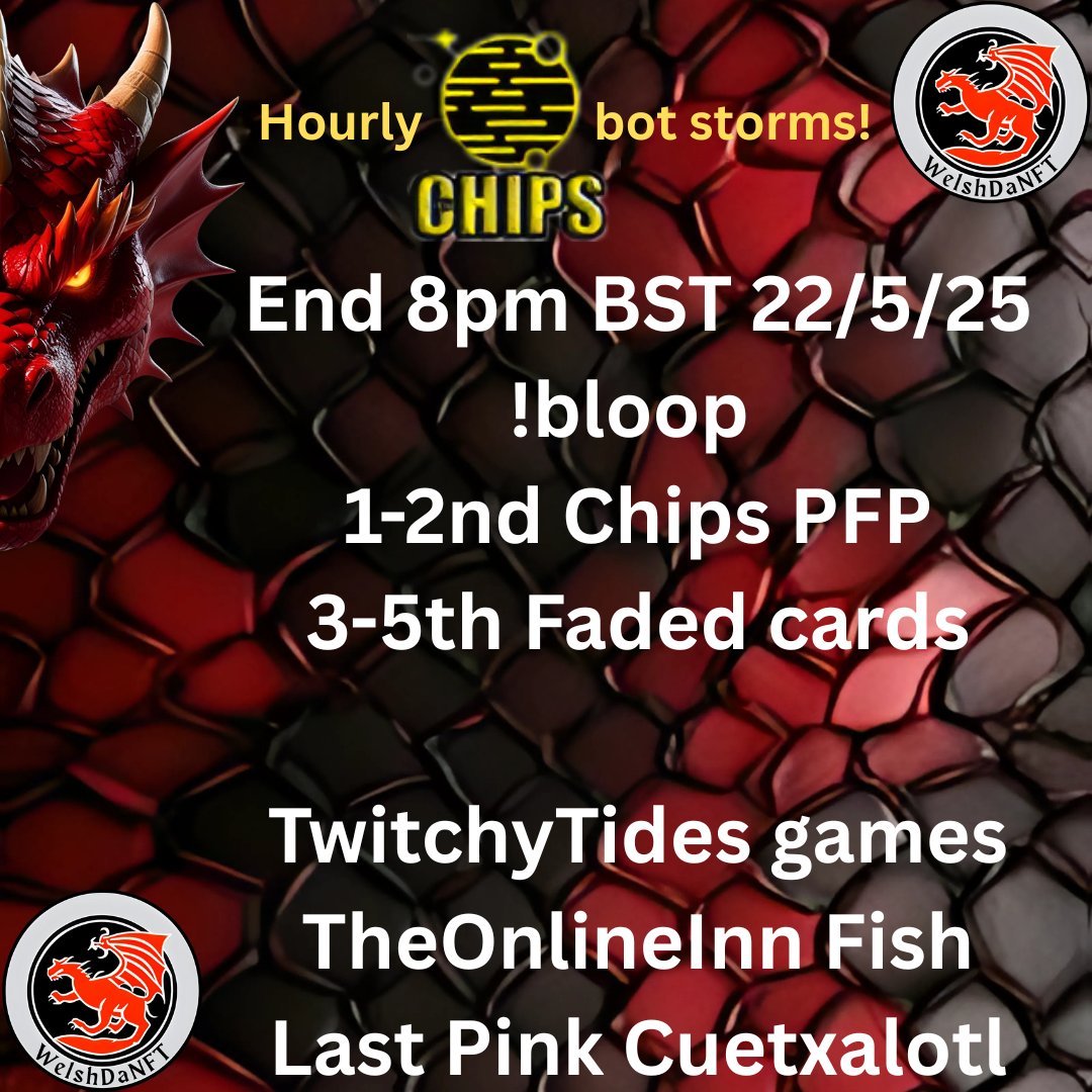 Yo <a href="/WAX_io/">WAX</a> fam!

Join us for some overnight <a href="/TwitchyTides/">Twitchy Tides</a> and <a href="/MarblesOnStream/">Marbles on Stream</a>!

Hourly Crypto rains thanks to <a href="/OOC_nfts/">Emanuele Agostino</a> and the amazing Chips bot!

Multiple Watch2Earn and Chat2Earn bots running!  twitch.tv/welshdanft

Check out our proposed rewards;  blockchainstreamteam.my.canva.site/the-24-7-stream