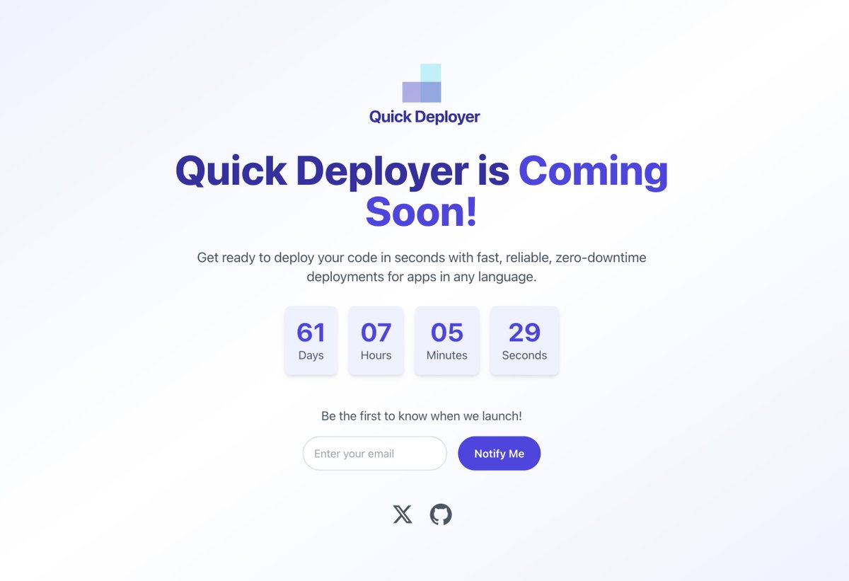 quickdeployer's tweet image. Excited for Quick Deployer! 🚀 Deploy your code in seconds with zero downtime. Countdown is on 61 days to go! Sign up to be the first to know.

#QuickDeployer #TechLaunch #CodeDeployment #ZeroDowntime #AppDevelopment #DevOps #Laravel #php #NodeJs #Vue #Python #CICD #DeployVersion