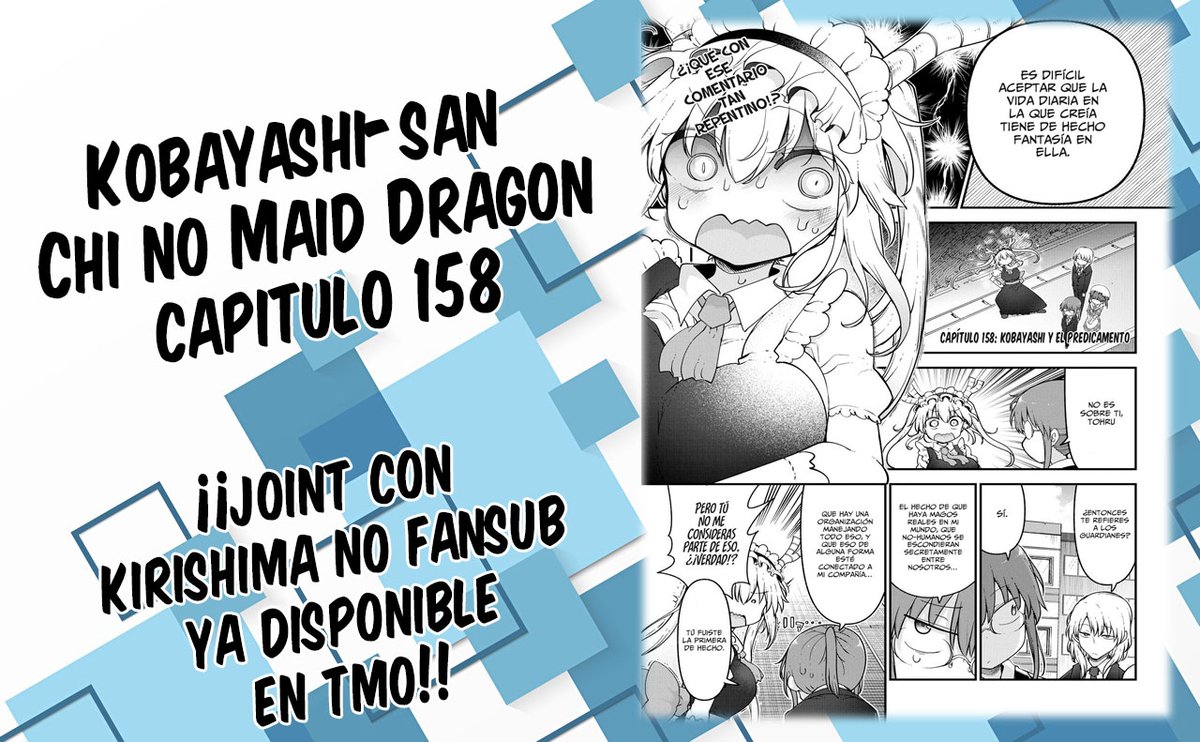 Ya está disponible el capítulo número 158 del manga de las waifus dragonas.

Listo para su lectura nomás por TMO:
zonatmo.com/viewer/811daa9…

Disfrútenlo