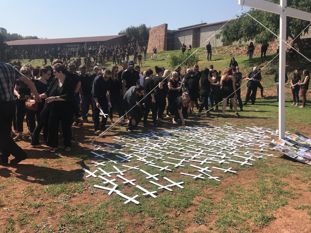 I knew that I’ve seen those fake crosses somewhere! 

For us who’ve been on #CountryDuty for sometime, we remember a protest that Afriforum organized in October 2017 called Black Monday. 

They brought these crosses as part of sharing their ‘plight’ and that video that was played