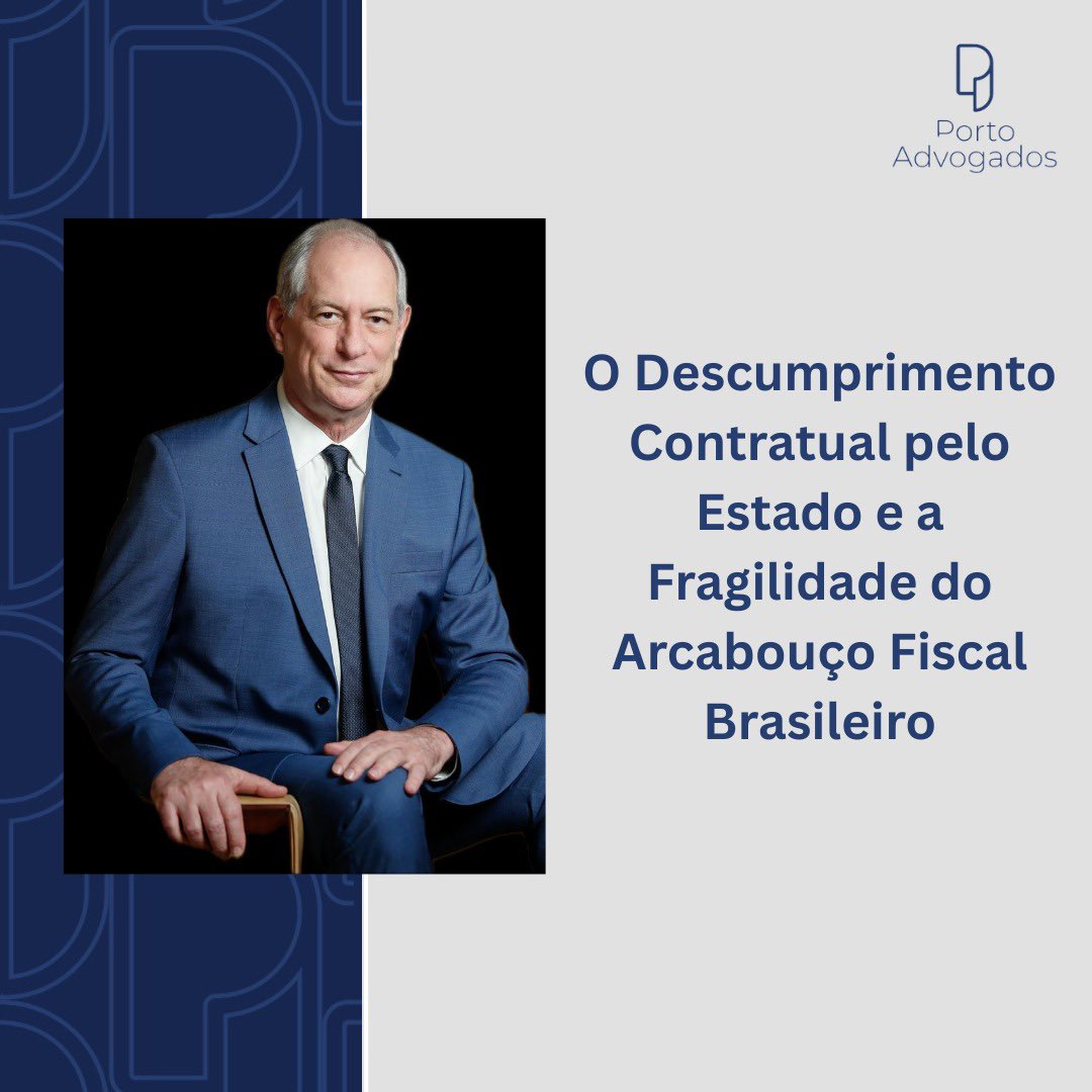 Confira artigo do advogado Ciro Gomes, do Porto Advogados, publicado hoje no site do escritório: porto.adv.br/o-descumprimen…

“O inadimplemento de contratos por parte do Estado brasileiro não deve ser analisado como uma mera falha administrativa ou orçamentária. Trata-se de uma