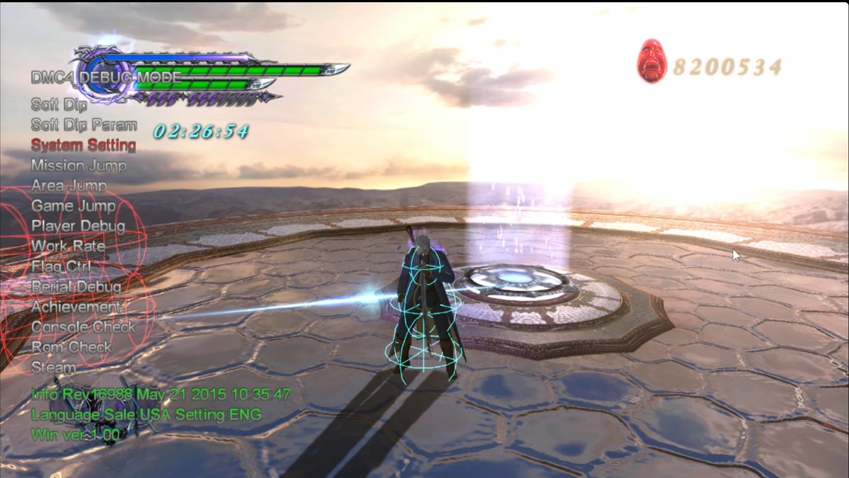 58 pre-release debug exe's leaked for Devil May Cry 4SE, making hitbox display, room teleport and other options available, akin to Vanilla Devil May Cry 4 debug .exe