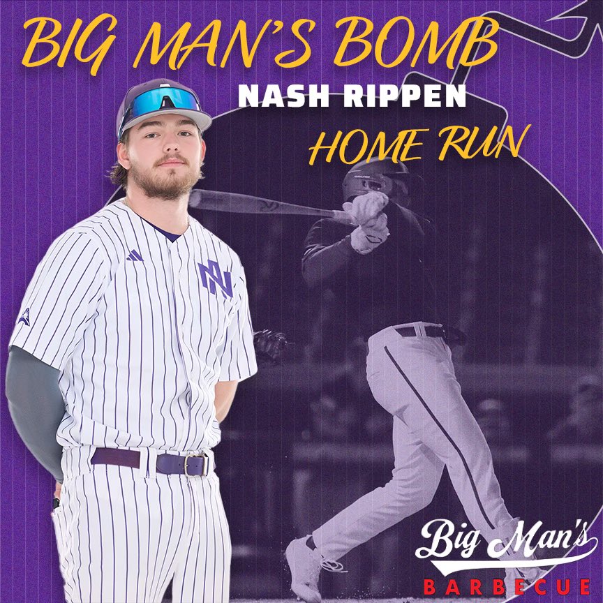 UNABaseball's tweet photo. Double it and give it to RIPPEN⚡️

Nash Rippen hits his SECOND ‘Big Man’s Bomb’ of the afternoon.

As always, presented by Big Man’s Barbecue.

#RoarLions🦁 https://t.co/PTizIkbusZ
