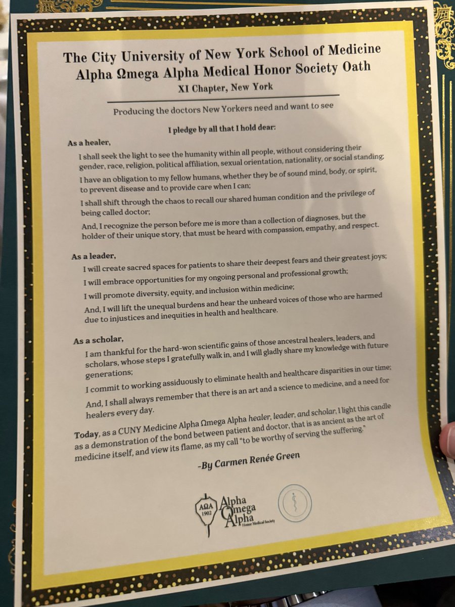 EspicheCarlos's tweet image. “Worthy to serve the suffering.” Honored to be inducted into Alpha Omega Alpha @cunymedaoa @CUNYMed XI Chapter. Grateful to share this with Dr. Mushhood Memon & to be in the same cohort as my mentor Dr. David Chong. Deeply thankful to all who’ve shaped this journey #MedTwitter