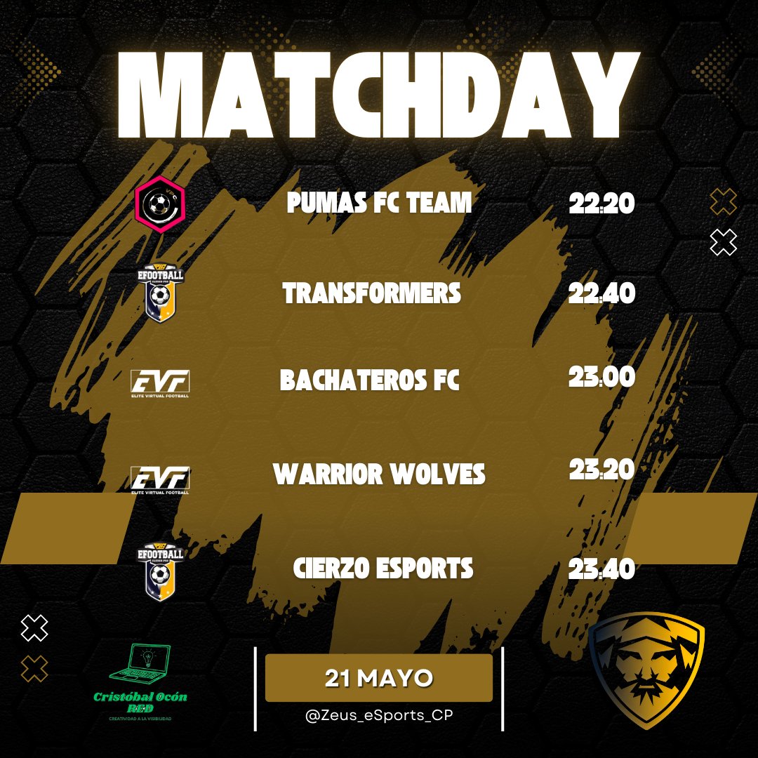 โก๏ธ Zeus eSports CPโก๏ธ (@zeus_esports_cp) on Twitter photo โก๏ธ๐ ๐ฎ๐๐ฐ๐ต๐ฑ๐ฎ๐ - ๐ฎ๐ญ ๐บ๐ฎ๐๐ผ โก๏ธ
๐ Pumas FC Team
๐ <a href="/VPCL_Spain/">VPCL Espaรฑa</a>
๐ Transformers
๐ <a href="/PLGeFootBall/">PLG Espaรฑa</a>
๐ Bachateros FC
๐ <a href="/Official_EVF/">Elite Virtual Football</a>
๐ Warrior Wolves
๐ <a href="/Official_EVF/">Elite Virtual Football</a>
๐ <a href="/CierzoEsports/">Cierzo Esports Academy</a>
๐ <a href="/PLGeFootBall/">PLG Espaรฑa</a>
#GoZeus โก๏ธ๐ ๐ฎ๐๐ฐ๐ต๐ฑ๐ฎ๐ - ๐ฎ๐ญ ๐บ๐ฎ๐๐ผ โก๏ธ
๐ Pumas FC Team
๐ <a href="/VPCL_Spain/">VPCL Espaรฑa</a>
๐ Transformers
๐ <a href="/PLGeFootBall/">PLG Espaรฑa</a>
๐ Bachateros FC
๐ <a href="/Official_EVF/">Elite Virtual Football</a>
๐ Warrior Wolves
๐ <a href="/Official_EVF/">Elite Virtual Football</a>
๐ <a href="/CierzoEsports/">Cierzo Esports Academy</a>
๐ <a href="/PLGeFootBall/">PLG Espaรฑa</a>
#GoZeus
