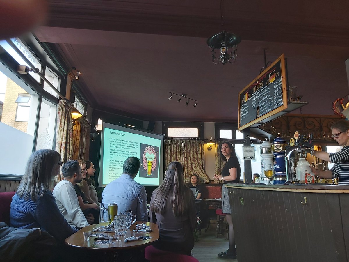 3rd and final night of this year's <a href="/pintofscience/">Pint of Science UK</a> in #Kent with a rather appropriate talk by Dr Media Zangareh  <a href="/Medway_Pharmacy/">Medway School of Pharmacy</a> on the impact of alcohol on the body and how to balance intake for a healthy life.