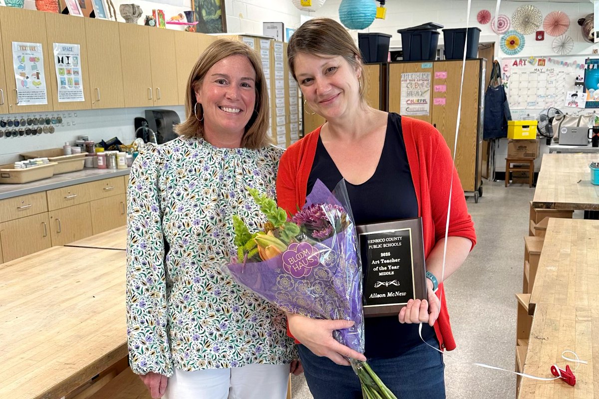 CONGRATS to HCPS’ 2025 art teachers of the year! Elementary: Sherri Smith (Colonial Trail) and Tori Swartz (Gayton); Middle school: Alison McNew (Tuckahoe); High school: Lindsay Steele (Glen Allen). Thank you for nurturing the creativity of students, schools and our community!