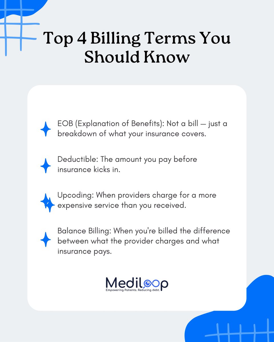 medi_loop's tweet image. These confusing terms cost real money. Here’s a cheat sheet to protect your wallet.

#BillingTerms #HealthcareLingo #KnowBeforeYouPay #PatientPower #MediLoop