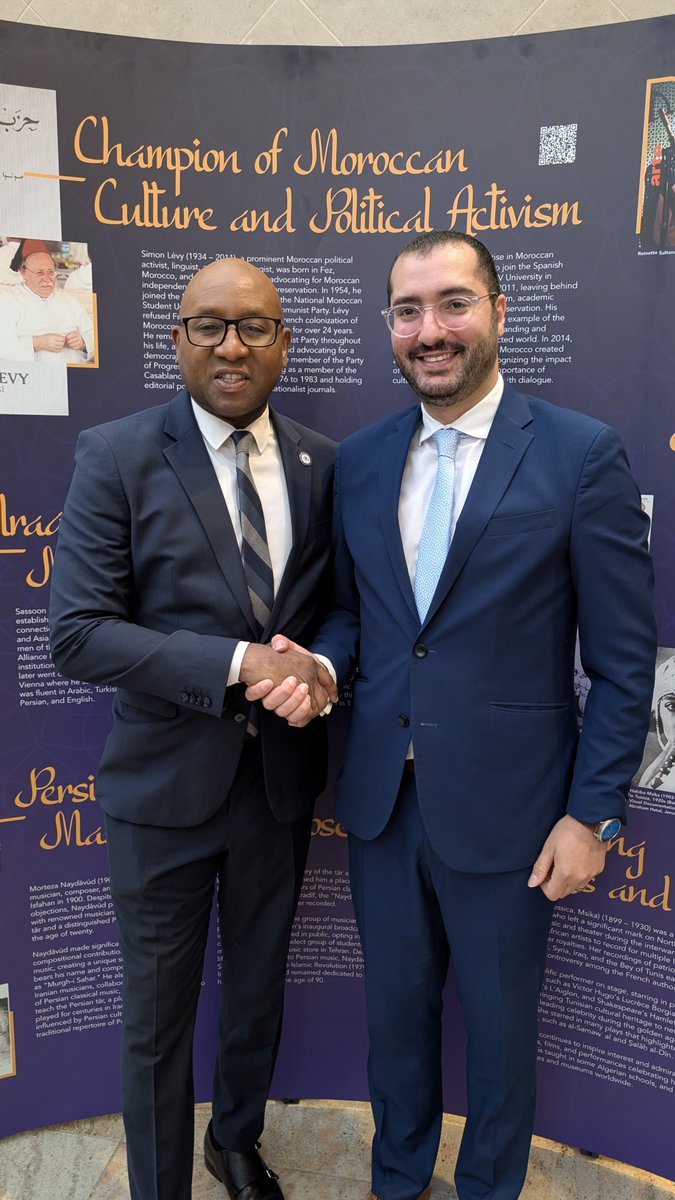 ChouaIsaac's tweet photo. Spoke at Queens Borough Hall for Jewish Heritage Month.

It was an honor to meet Borough President Donovan Richards (@QnsBPRichards ) and speak with him about the exhibit and some of the luminaries featured in it.

For centuries, Jews were central to society across the Middle East and North Africa, present in nearly every country in the region. They were artists, intellectuals, actors, and musicians, deeply woven into the fabric of their societies.

The Legacy of Jews in the Middle East and North Africa is about memory, exile, resilience, and pride.

History doesn’t disappear. It gets archived. It gets retold. It gets rooted.