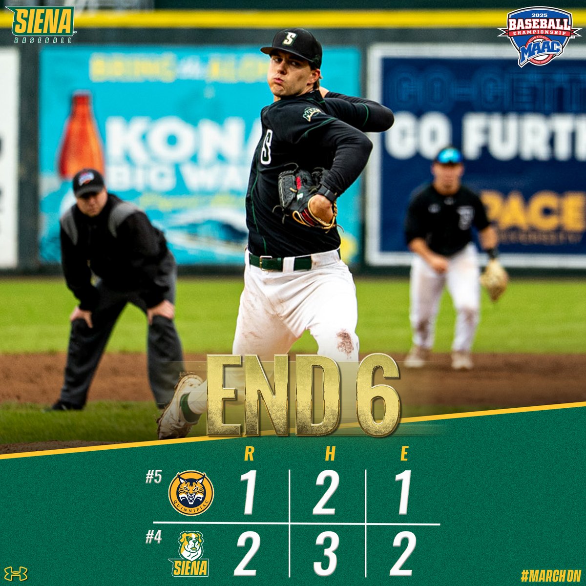 Siena Baseball (@sienabaseball) on Twitter photo ⚾️🏆 <a href="/alistairmo/">Alistair Morin</a> has allowed just one unearned run and fanned six through the first six
#MarchOn ⚾️🏆 <a href="/alistairmo/">Alistair Morin</a> has allowed just one unearned run and fanned six through the first six
#MarchOn