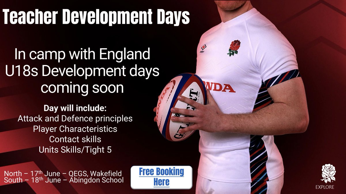 In Camp with England U18s Development Days These Development Days are FREE and will include👇
bit.ly/43Fmxcn