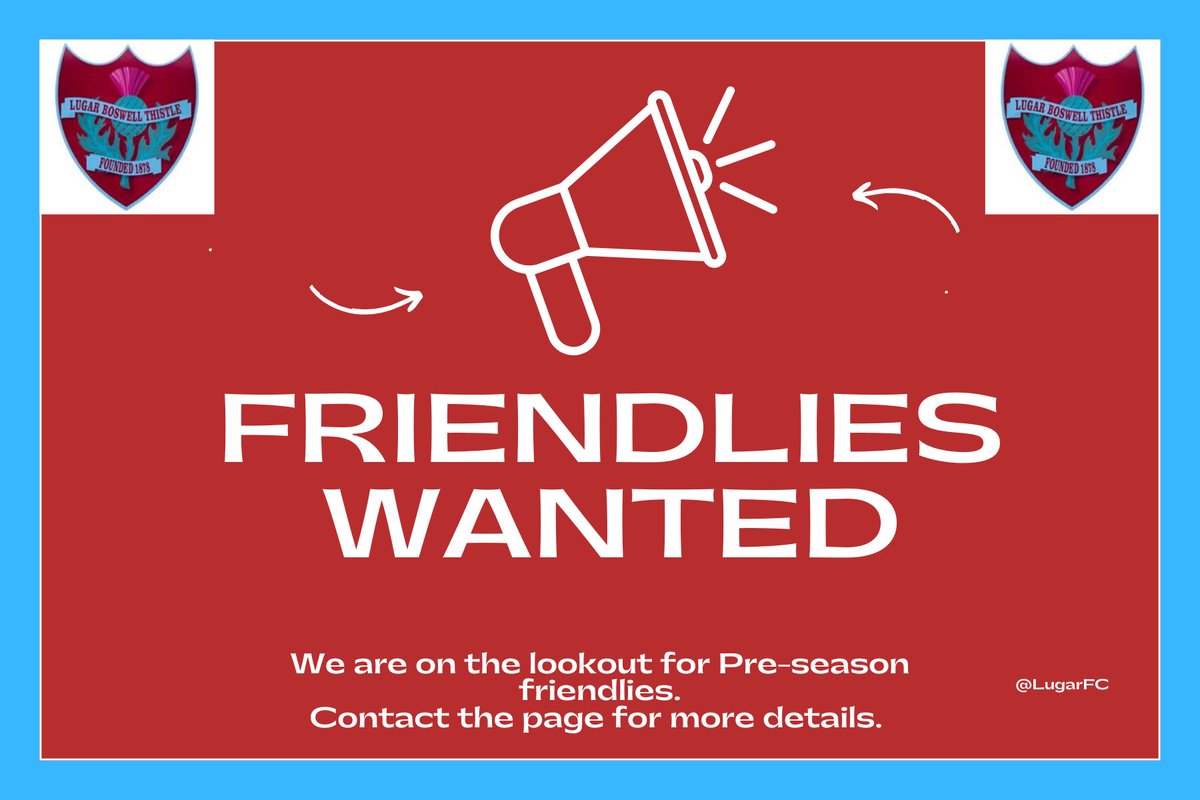 ❗️ 𝑷𝑹𝑬-𝑺𝑬𝑨𝑺𝑶𝑵 𝑭𝑹𝑰𝑬𝑵𝑫𝑳𝑰𝑬𝑺❗️
We are on the lookout for a couple more teams to fill our pre-season schedule.

Wed 09/07
Sat 12/07
Wed 16/07
Wed 23/07

We would be looking for any above dates.

If you would be interested please contact the page with details.

#ATJB