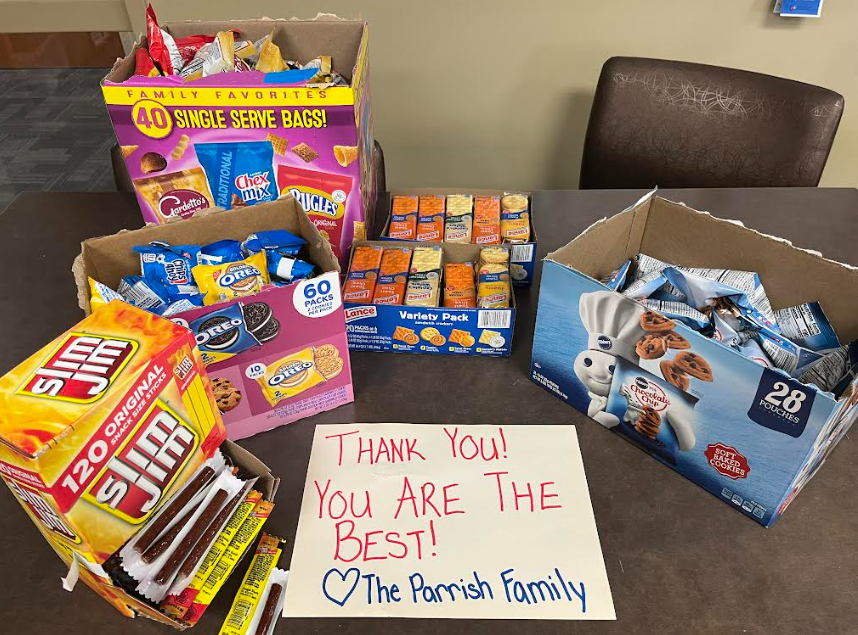 Thank you to the Parrish family for the yummy snacks! It is much appreciated!