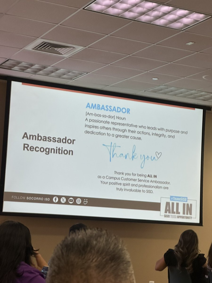 Deneé Munoz (@dmunoz_hms) on Twitter photo Grateful for the opportunity to serve as a Customer Service Ambassador. It’s been a rewarding experience collaborating with passionate colleagues to help enhance customer service the #SISDWAY ! We are #ALLIN !
<a href="/SocorroISD/">Socorro ISD</a> 🤍 Grateful for the opportunity to serve as a Customer Service Ambassador. It’s been a rewarding experience collaborating with passionate colleagues to help enhance customer service the #SISDWAY ! We are #ALLIN !
<a href="/SocorroISD/">Socorro ISD</a> 🤍