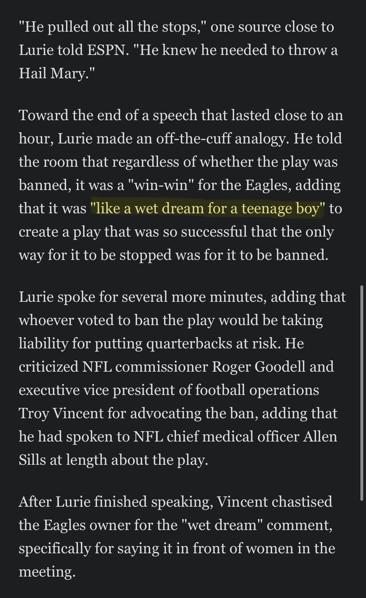 Yooooo Jeffrey Lurie with a hell of a closer lol