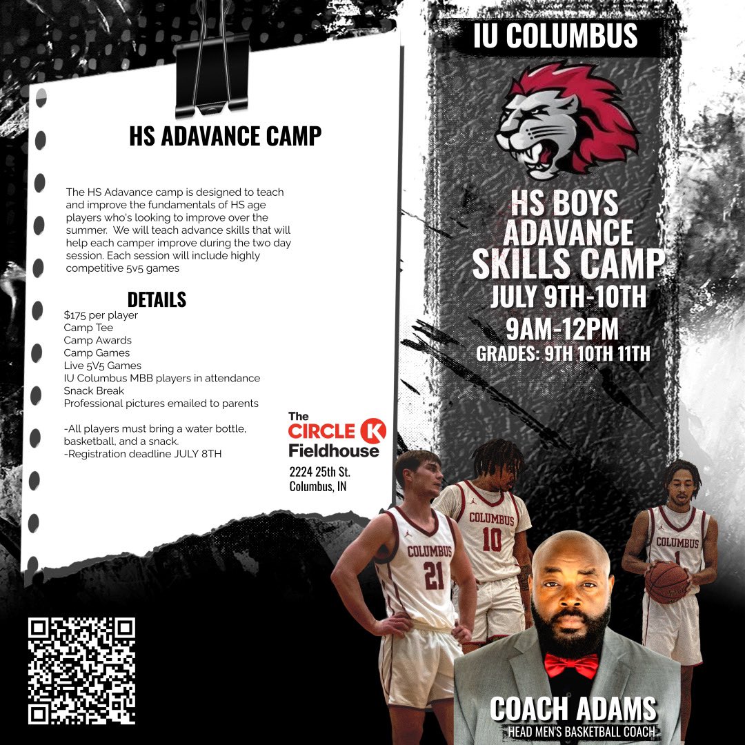 We are now hosting our first annual HS advance camp. We will work on developing a competitive mind to be able to compete at the collegiate level. Team/individual drills that will prove your overall performance as a basketball player. 

Please register by following this link: