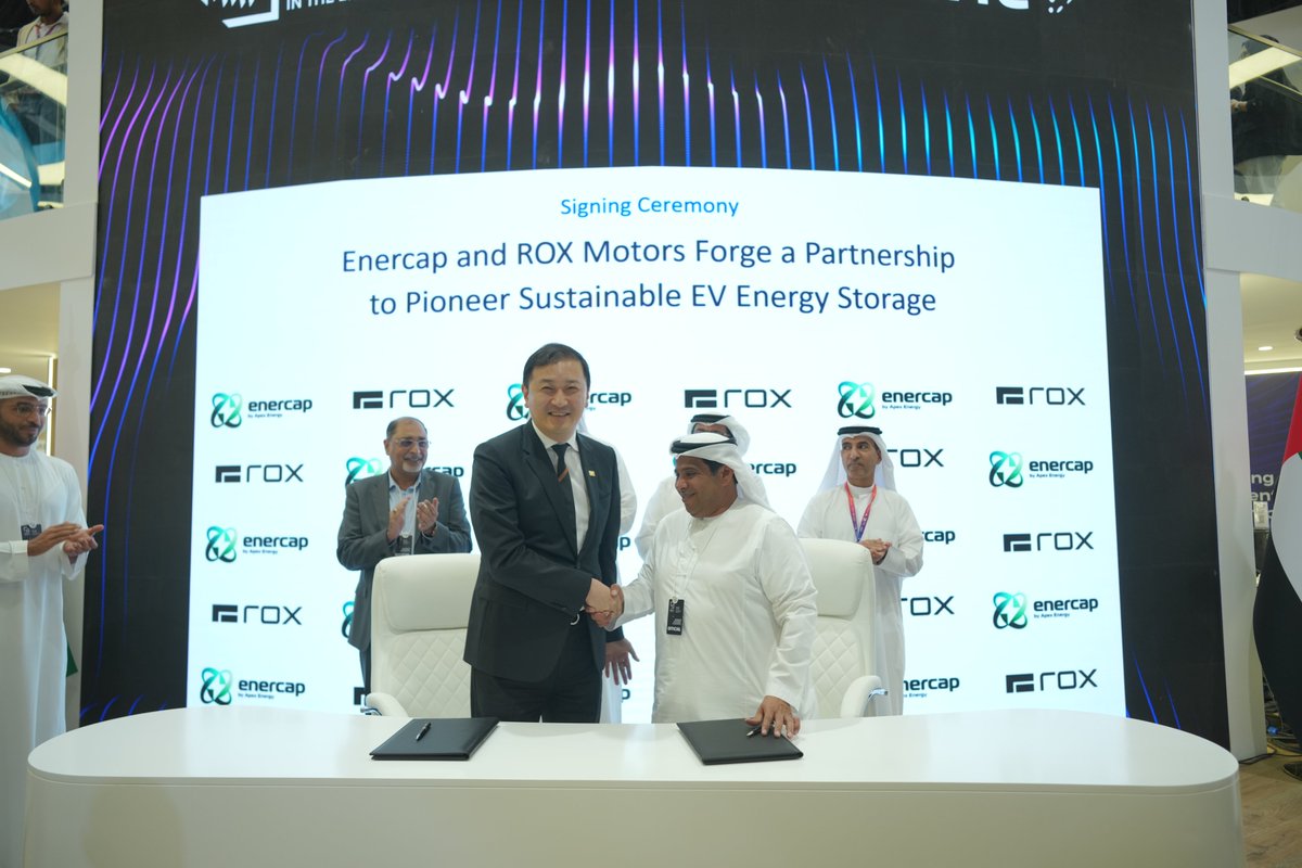Enercap by Apex Energy and ROX Motor signed a landmark agreement at <a href="/MIITEUAE/">MIITE</a> 2025, to accelerate UAE-built clean mobility solutions, uniting advanced local energy storage with next-generation electric vehicle innovation.

The collaboration will support the integration of locally