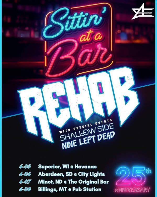 shallowsideband's tweet photo. We can’t wait to party with REHAB in a few weeks!

Make sure to get there early, opening up is NINE LEFT DEAD!

🎟️ https://t.co/mEPgjtwcbM

#ontour #shallowside #nineleftdead #rehab https://t.co/tb00jBO35L