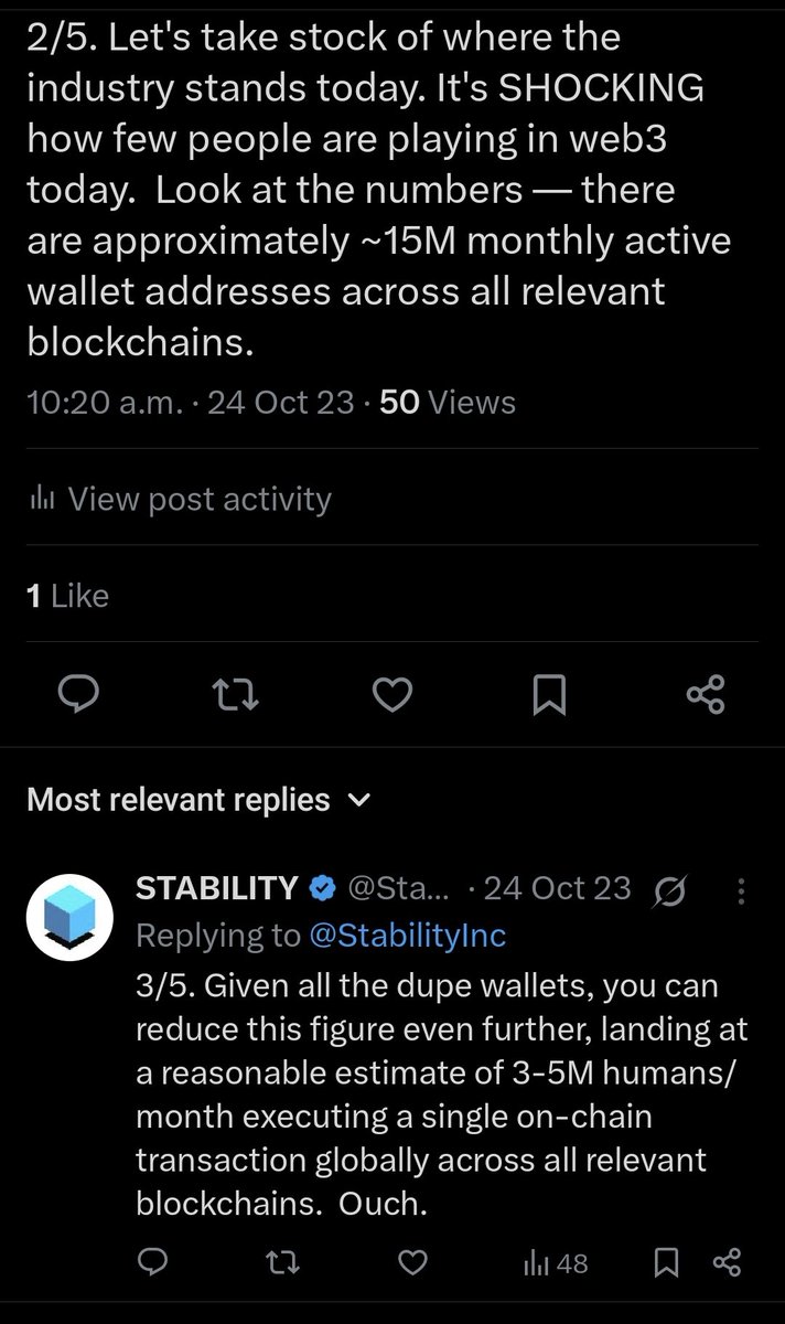 Been saying this for years

Web3 is tiny. Miniscule. 
Nobody seems to care as long as number go up

We should be focused on expanding the pie. The world needs proof mechanism &amp; verifiable data more than ever now 

Can't happen when users must jump through hoops to use the tech